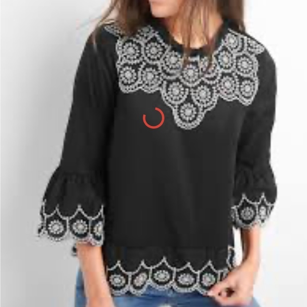 Gap embroidered bell sleeve cotton blouse - Picture 3 of 7